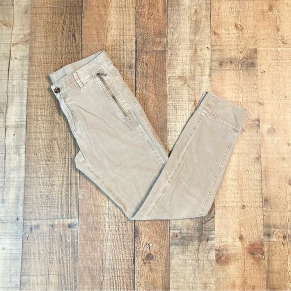 Bogner Womens Tan Corduroy Moto Zipper Slim Tapered Pants Beige US 4 EU 34‎
